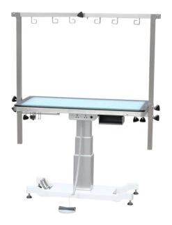 Aeolus LED Lighting Pedestal Lifting Table With Under Table Wheels