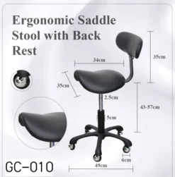Groomer's Saddle Stool With Back Rest (Black) -ARTERO Sales Store T GC010 3