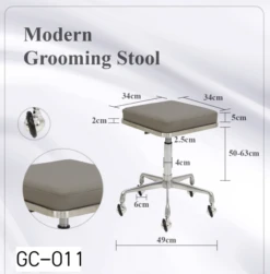 Groomer's Modern Groomer Stool With Square Cushion (Grey) -ARTERO Sales Store T GC011 4