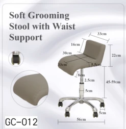 Groomer's Modern Groomer Stool With Square Cushion And Waist Support (Grey) -ARTERO Sales Store T GC012