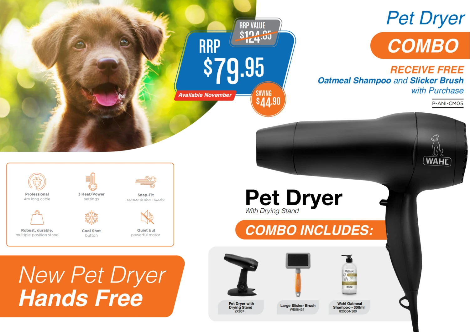 Wahl Pet Dryer With Stand, Bonus Shampoo And Brush 3 Wahl Pet Dryer With Stand, Bonus Shampoo And Brush